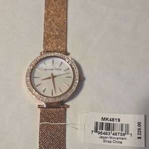 Michael Kors Rose Gold Mesh Bracelet Watch with Crystal Bezel